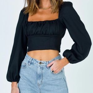 Princess Polly square neck crop long sleeve top